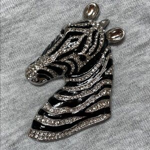 Chico's Zebra Brooch in Black and Silver